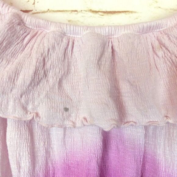 Free People Cora Off The Shoulder Top Womens XS Pink Ombre Peasant Boho 70s FLAW - Picture 4 of 13